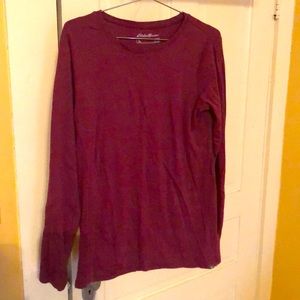 Eddie Bauer grey/ wine heather tee XLT